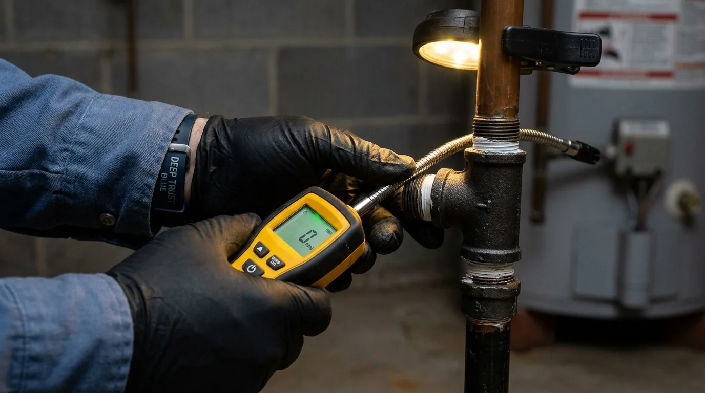 Gas leak detection with electronic sniffer by Johns Plumbing LLC in Mathis