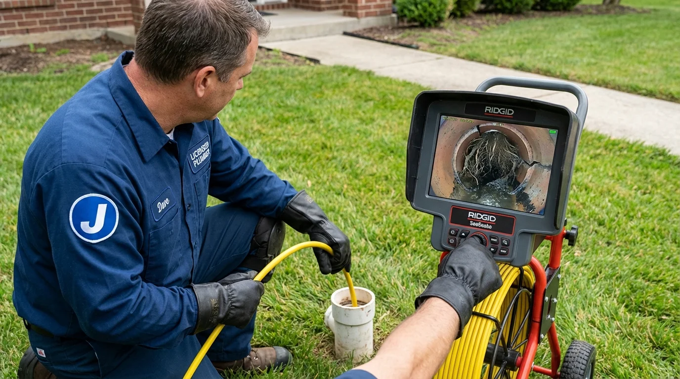 Sewer camera inspection being performed by Johns Plumbing LLC in Mathis